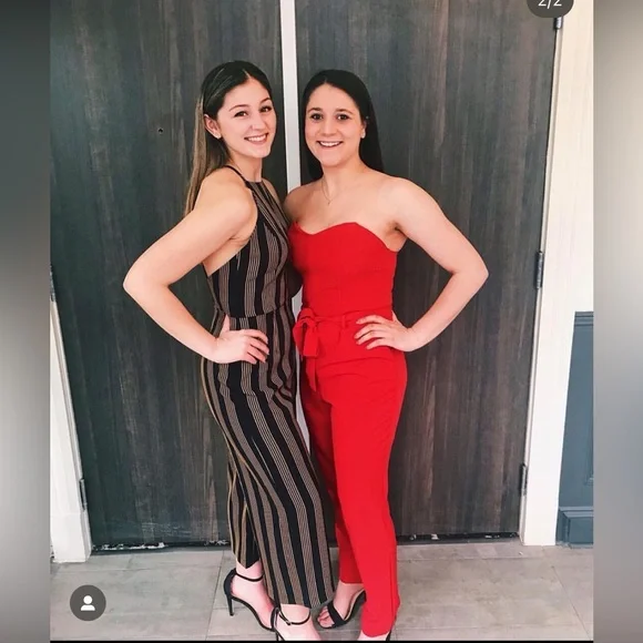 Dynamite  High Neck Low Back Stripped Jumpsuit - Picture 4 of 10